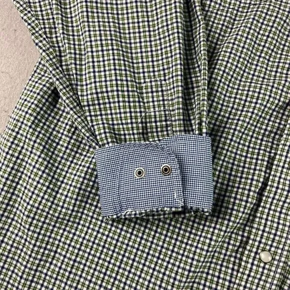 Panhandle Slim Western‎ Shirt Mens Large Green Plaid Pearl Snap Cowboy Flip Cuff - Picture 2 of 8